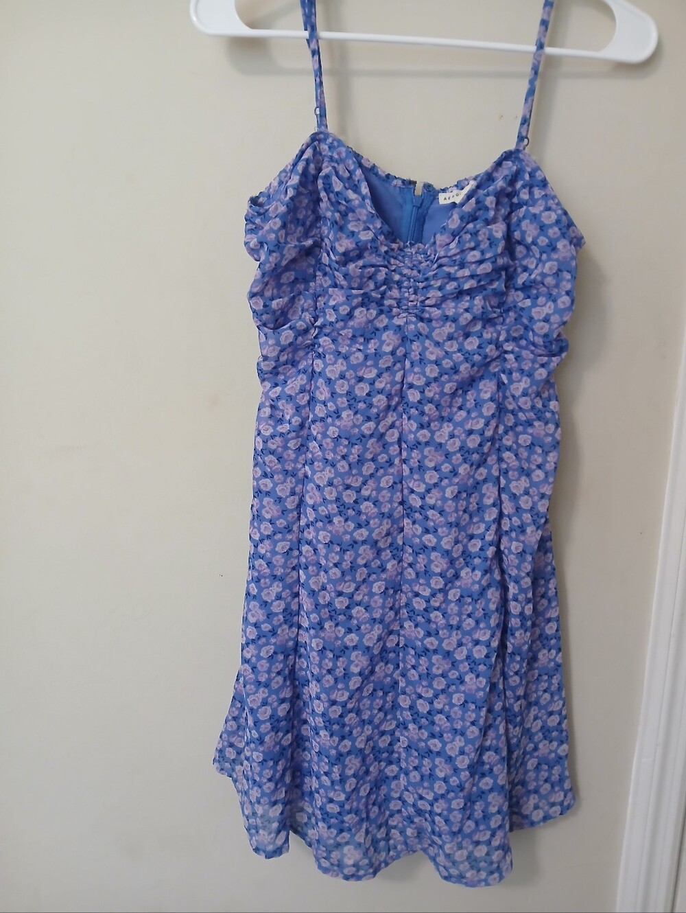 Aeropostale Preowned Clean Blue Floral Spaghetti-Strap Kids Dress